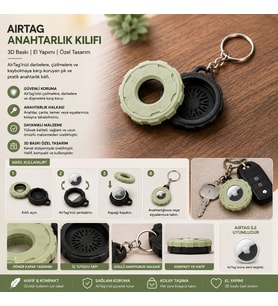 AirTag Uyumlu 3D Baskı Döner Kapaklı Anahtarlık Kılıfı