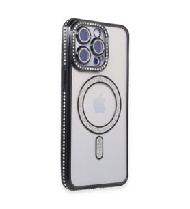 Apple iPhone 15 Pro Kılıf Joke Simli Magneticsafe Kılıf - Siyah