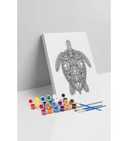 Kaplumbağa Desenli Mandala Tuval Boyama Seti 40x50 cm