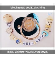 Sahi Aksesuar İsimli Bebek Emzik Zinciri ve İsimli Silikon Emzik Seti BEZYI146