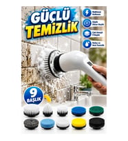 9 Başlıklı Kablosuz Elektrikli Temizlik Fırçası Çok Amaçlı Döner Başlıklı