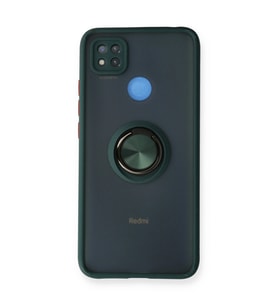 Xiaomi Redmi 9c Kılıf Montreal Yüzüklü Silikon Kapak - Yeşil