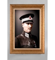 Altın Varaklı Çerçeveli Paspartulu Atatürk Tablo a34 (Gold)