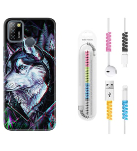 INFINIX Smart 4 5 6 Zero 8 S5 Pro Kılıf Kablo Koruma Spiral Silikon Dog Eyes 1761