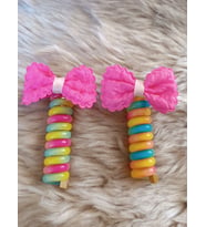 Pembe Renk Fiyonk Figürlü Burgu Yaylı Makarna Toka(2 Adet)