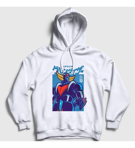 Presmono Unisex Beyaz Poster V2 Ufo Robot Grendizer Goldorak Kapüşonlu Sweatshirt 471971tt