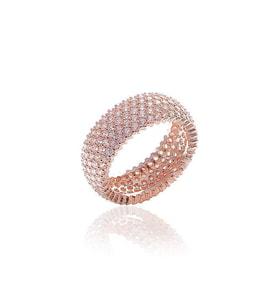 Söğütlü Silver tamtur beş sıralı zirkon taşlı rose  yüzük