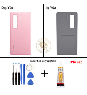 Infinix Hot 50 Pro Plus Pembe Uyumlu Arka Kapak + Yapıştırıcı ve Vida Seti Arka Cam Lazer Kesim