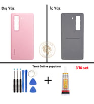 Infinix Hot 50 Pro Plus Pembe Uyumlu Arka Kapak + Yapıştırıcı ve Vida Seti Arka Cam Lazer Kesim