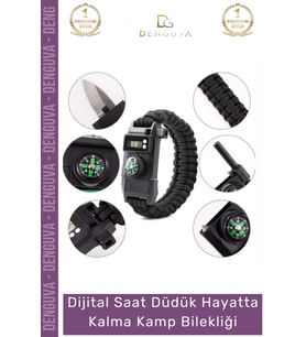 #Bileklik Paracord Dijital Saat Taktik Outdoor Doğa Acil Durum Seti Hayatta Kalma Kamp Bilekliği