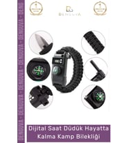 #Bileklik Paracord Dijital Saat Taktik Outdoor Doğa Acil Durum Seti Hayatta Kalma Kamp Bilekliği