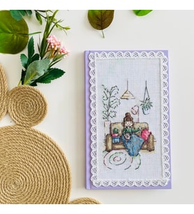 Seretamin Handmade Kapağı İşleme Yapan Kadın Nakışlı Defter (Y. Mor)
