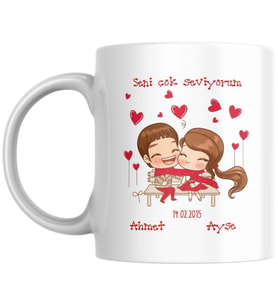 Seni Çok Seviyorum Yazılı Kişiye Özel Kupa Bardak