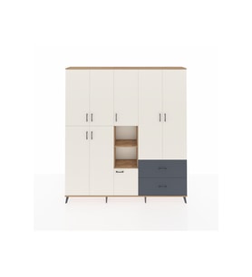 Arges Dolap 12 Raflı 2 Çekmeceli Tek Askılı 220x30x243 Çam-Aytaşı/Antrasit