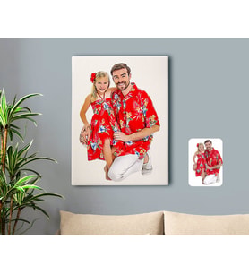 BK Gift Kişiye Özel Tam Boy Baba ve Kız Karikatürlü Kanvas Tablo 50x70cm-1