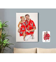 BK Gift Kişiye Özel Tam Boy Baba ve Kız Karikatürlü Kanvas Tablo 50x70cm-1