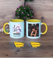 Kimyager Kupa Bardak Sarı Fotoğraflı Kimyagere Hediye