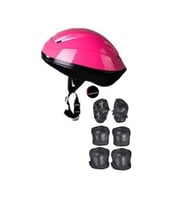 Çocuk Kask Dizlik Dirseklik Ellik Set 7 Parça Scooter Bisiklet Paten Kaykay Koruyucu Set (Fuşya)