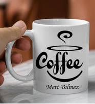 Kişiye Özel Coffe Kahve Ve İsim Soyisim Tasarımlı Beyaz Kupa Bardak