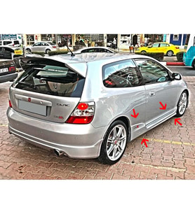 Honda Civic Sport Ep2 Ep3 Yan Marşpiyel Seti Plastik Mat Siyah Body Kit Karlık
