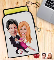 BK Gift Kişiye Özel Sevgililer Karikatürlü Taşınabilir Koruyucu Tablet Kılıfı & Organizer Çanta - Siyah-13