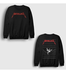 Presmono Unisex Siyah Blinds Skull Metallica Sırt Baskılı Sweatshirt 516071tt