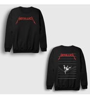 Presmono Unisex Siyah Blinds Skull Metallica Sırt Baskılı Sweatshirt 516071tt