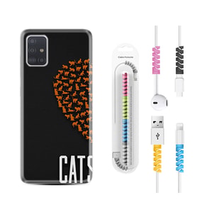 Samsung a71 A72 A73 A7 A9 2018 C7 C9 Kılıf Kablo Koruma Spiral Silikon Cats 1792