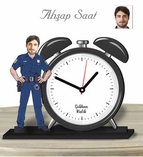 Kişiye Özel Ahşap Saat-Polis Erkek-1