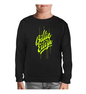 Billie Eilish - Paint Siyah Çocuk Sweatshirt
