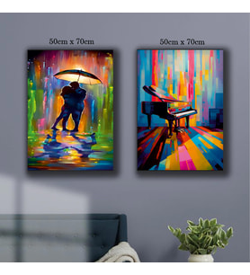 piyano aşık dans eden çift tablo resim kanvas 2 adet 50x70