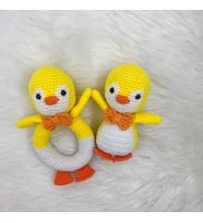 Amigurumi Penguen Çıngırak ve Oyuncak Seti (Sarı)