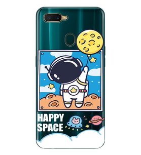 Oppo A5S/AX7/A12 Uyumlu Astronot Desenli Şeffaf Telefon Kılıfı
