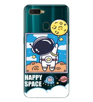 Oppo A5S/AX7/A12 Uyumlu Astronot Desenli Şeffaf Telefon Kılıfı