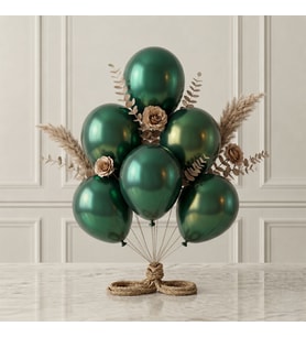 Zümrüt Yeşil Renk Lateks Metalik Balon (30 cm) - 6 Adet