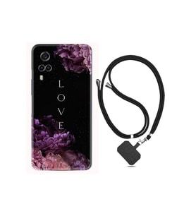 Vivo Y53s Kılıf Silikon Desen Boyun Askılı Love Flow 1664