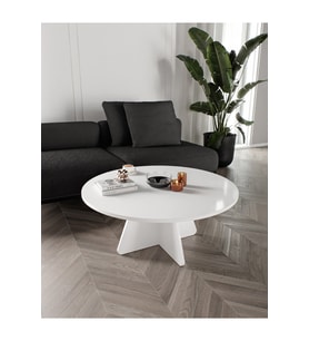 90cm Orta Sehpa - Beyaz, Ceviz, Meşe, Traverten Desenli MDF