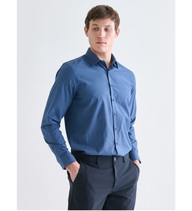 LCW BUSINESS Lacivert Regular Fit Uzun Kollu Poplin Erkek Gömlek