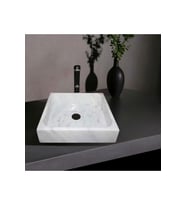 Alara Afyon Beyaz Mermer Modern Kare Lavabo-317