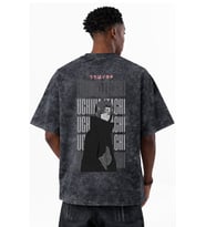 Uchiha Itachi Naruto Anime Baskılı Unisex Oversize Eskitme Yıkamalı Tişört