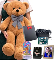 Büyük Boy Kahve Peluş Ayıcık, Fotoğraf, Renkli Anka Kuşu Kolye, Renkli Işıklı Fanus (Model 5)