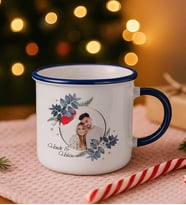 BK Gift Kişiye Özel İsimli Fotoğraflı Lacivert Emaye Kupa Bardak -2, Arkadaşa Hediye, Sevgiliye Hediye