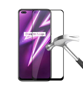 Realme 6 Pro Ekran Koruyucu Full Kavisli Tam Kaplayan 5D HD Cam (Siyah)
