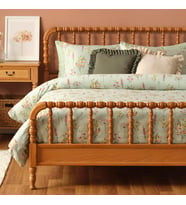 MAISON Flores Çiçek Desenli%100 Pamuk Saten Nevresim Seti, Açık Yeşil, Çift Kişilik (Nevresim: 200x220 cm / 2 Adet Yastık Kılıfı: 50x70 cm)