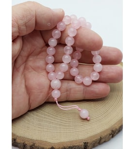 Pembe Kuvars Taşı 33lük Özel Tasarım Tesbih 8mm (2958)