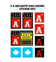 Çınar Extreme® A Rh- (Negatif) Kaskımı Çıkartma Yazılı 7 Parçalı Reflektif Kan G