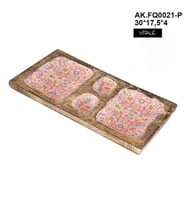 Vitale Şiva Çiçek Desenli Dekoratif Pembe Tepsi AK.FQ0021-P