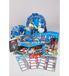 LİSANSLI SONIC TEK BÖLMELİ KÜÇÜK BOY 32 CM ANAOKUL ÇANTASI, BESLENME ÇANTASI VE KALEM ÇANTASI,MATARA,BESLENME KABI FULL KIRTASİYE SETİ (Mavi)