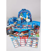 LİSANSLI SONIC TEK BÖLMELİ KÜÇÜK BOY 32 CM ANAOKUL ÇANTASI, BESLENME ÇANTASI VE KALEM ÇANTASI,MATARA,BESLENME KABI FULL KIRTASİYE SETİ (Mavi)