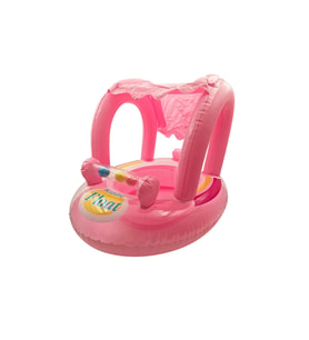 Yuvarlak Pembe Oyuncaklı Gölgelikli Tenteli Çocuk Deniz Simiti Baby Float Bebek Deniz Simiti 0-3 Yaş Bebek Botu Pembe